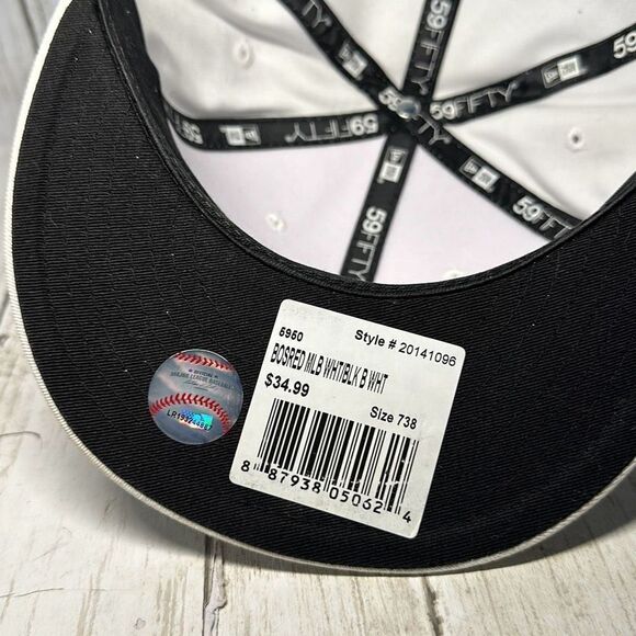 Boston Red Sox Lids New Era 59Fifty Black White Size 7-3/8 100% Cotton - Picture 6 of 10